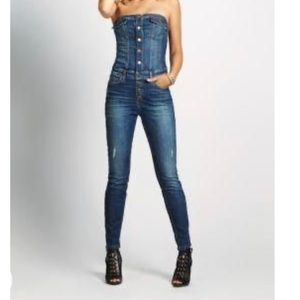 Guess straples denim jumpsuits Dark　Safari
